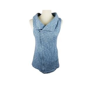 For Cynthia Moto Style Heather Blue Zip Up Vest
